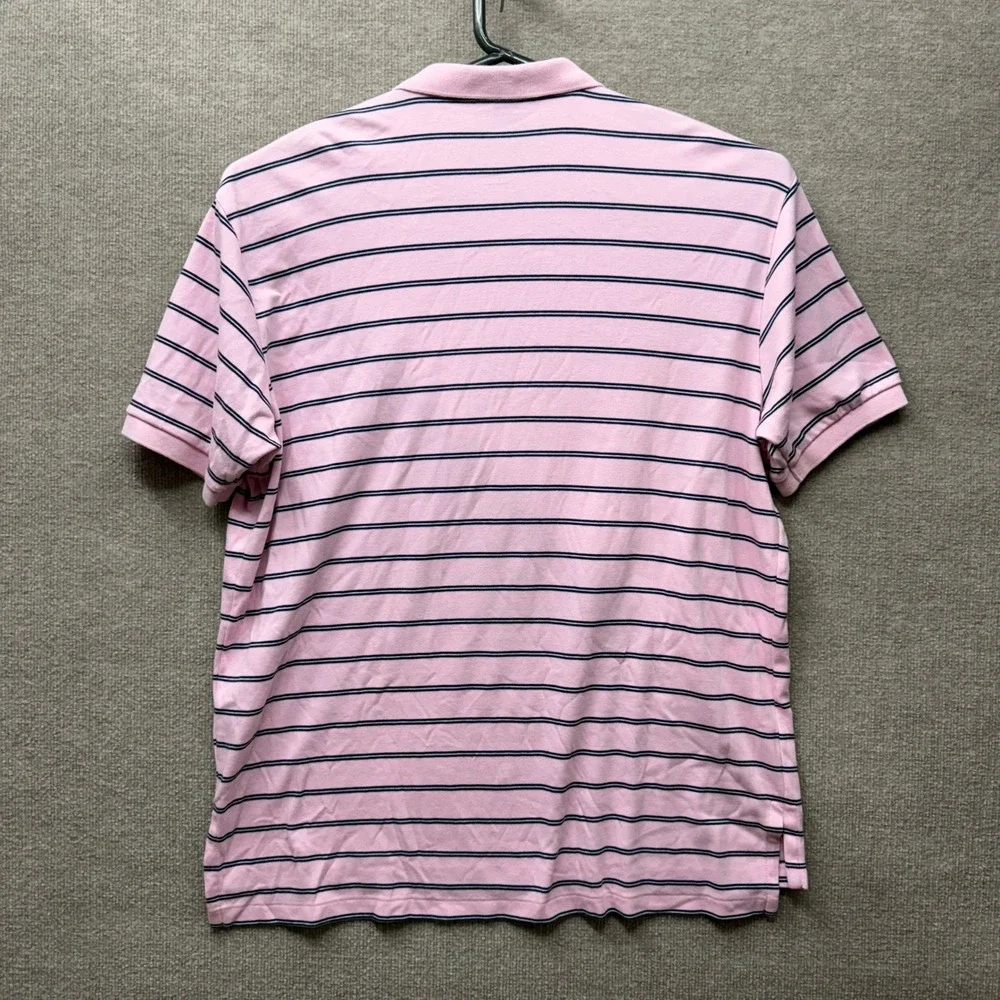 Polo Ralph Lauren Mens XXL Pink Striped Short Sleeve Cotton Polo Shirt